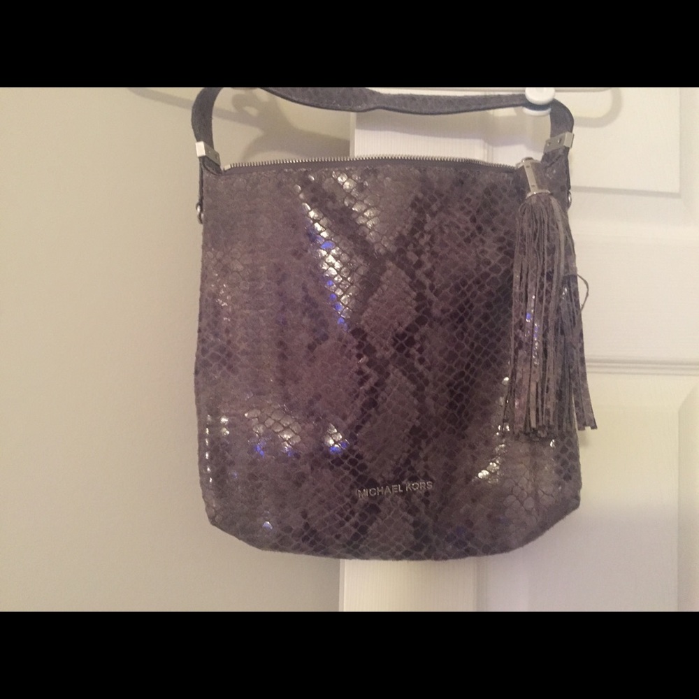 Michael Kors silver snakeskin bag